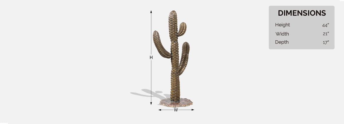 Vintage Life Size Bronze Cactus Sculpture
