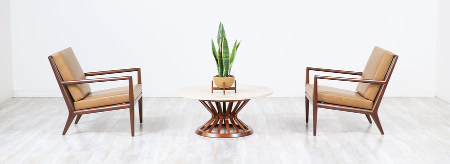 Edward J. Wormley “Sheaf of Wheat” Marble Stone Top Coffee Table for Dunbar