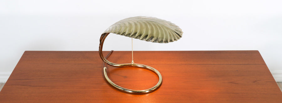 Mid-Century Brass Leaf Style Desk Lamp