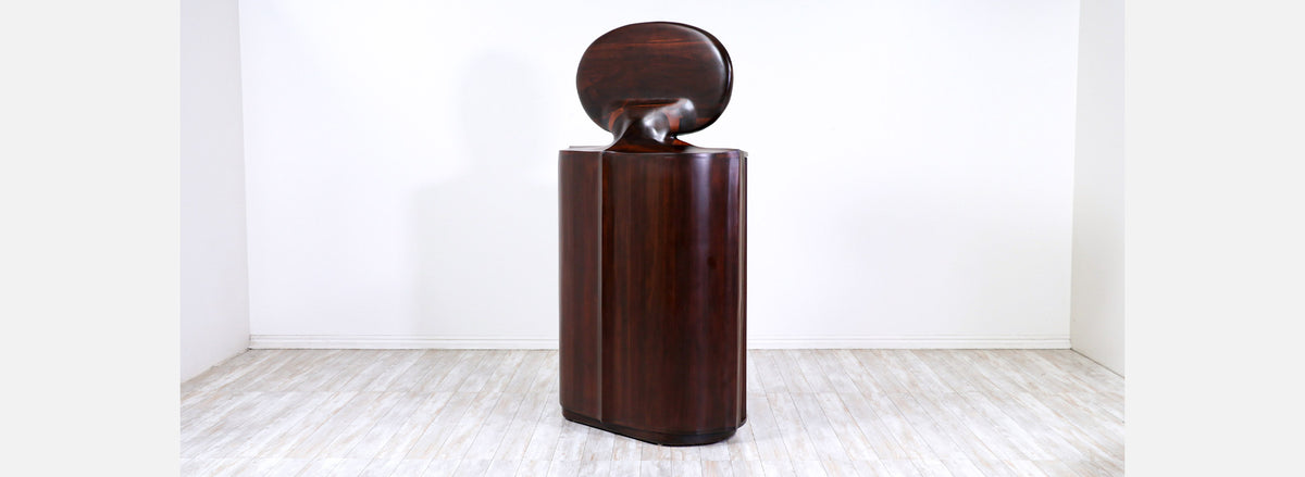 Studio Craft Solid Rosewood Tambour-Door Bachelor's Chest of Drawers