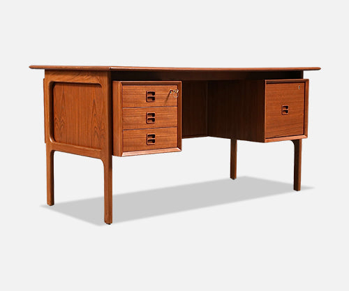 Erik Brouer Executive Teak Desk w/ Bookcase for Brouer Møbelfabrik