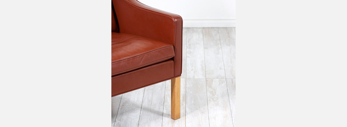 Børge Mogensen Model-2204 Cognac Leather Wing Chair for Fredericia Stolefabrik