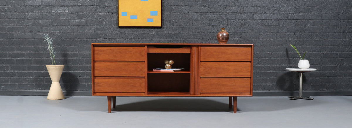 Danish Modern Tambour-Door Teak Dresser by Danflex Systems