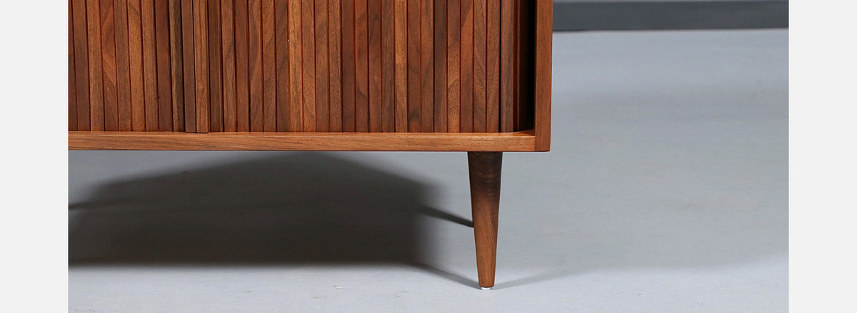 Milo Baughman Walnut Tambour Cabinet for Glenn of California