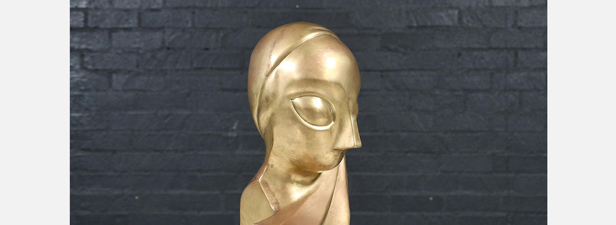 Vintage Modernist Brancusi-Inspired Bust Sculpture