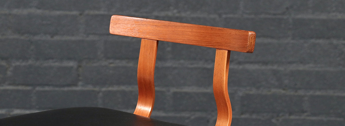 Danish Modern Teak & Leather Bar Stools by Korup Stolefabrik