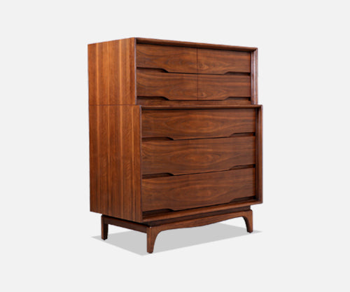 Mid-Century Modern Sculpted Walnut Chest of Drawers