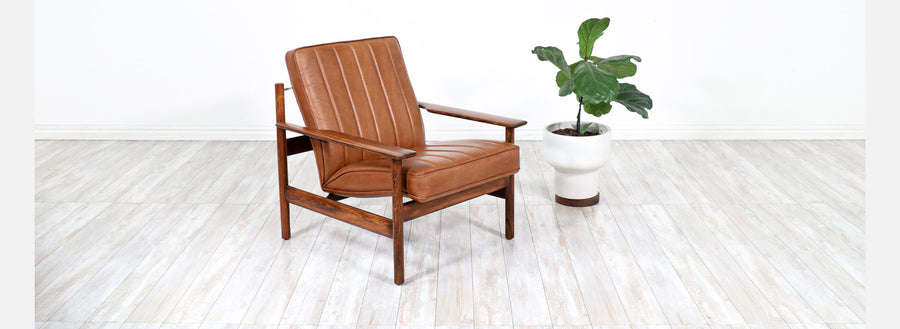 Sven Ivar Dysthe Model-1001 Rosewood & Cognac Leather Lounge Chair for Dokka Møbler