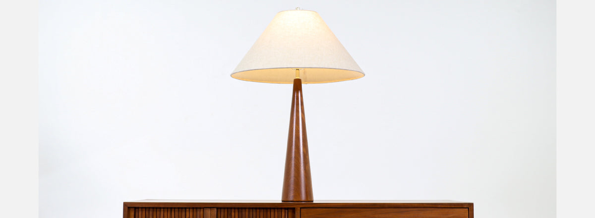 Danish Modern Teak Cone Shape Table Lamp