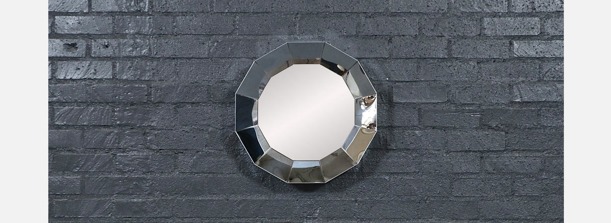 Vintage Curtis Jere Faceted Chrome Geometric Mirror for Artisan House
