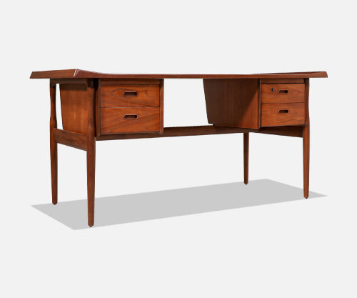 Danish Modern Executive Sculpted Teak Desk by Peter Lovig Nielsen
