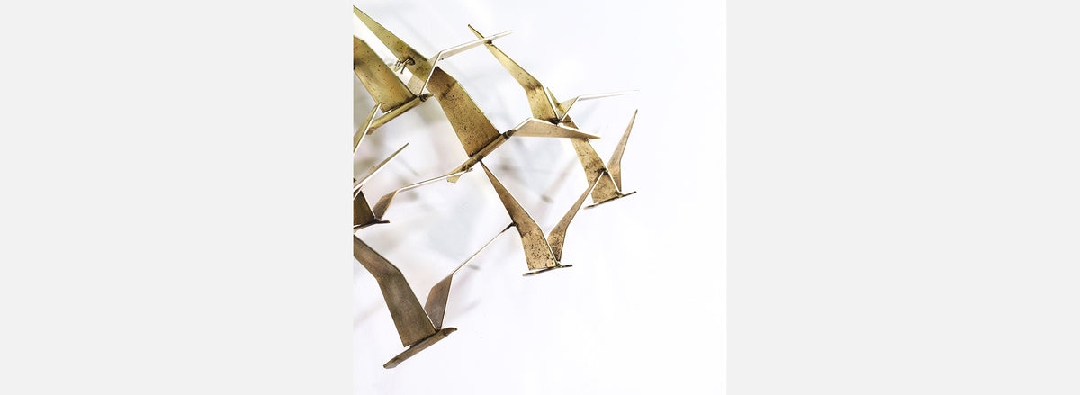 Vintage Curtis Jere "Sea Gulls" Brass Wall Sculpture for Artisan House 