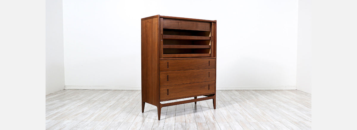 Richard Thompson Walnut Tambour-Door Chest for Glenn of California