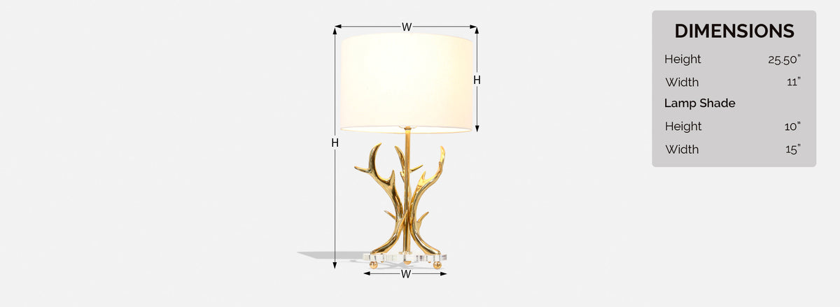 Mid-Century Modern Sculpted Brass Horns & Lucite Table Lamp 