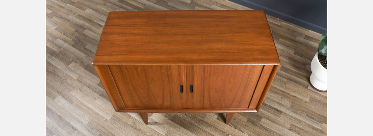 Danish Modern Teak Tambour-Door Cabinet