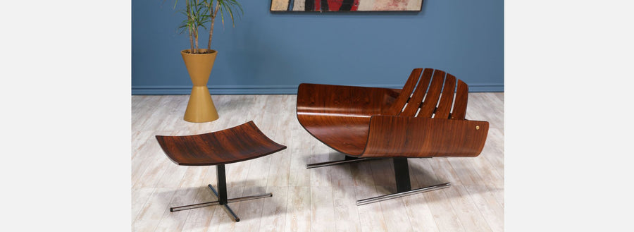 Jorge Zalszupin “Presidencial” Rosewood Lounge Chair with Ottoman