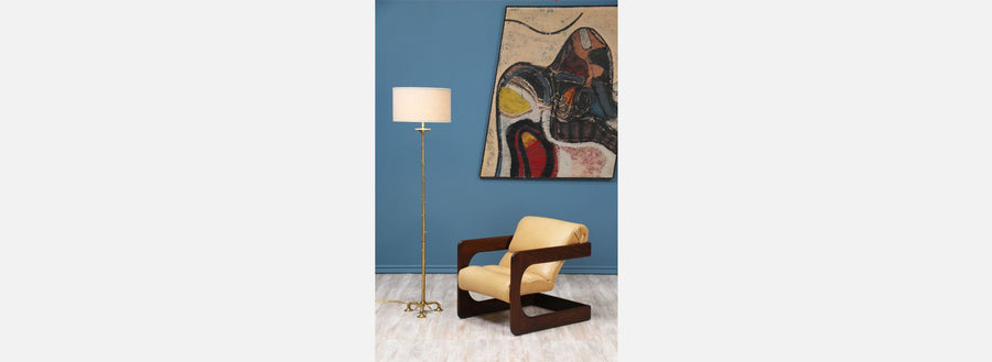 Pair of Mid-Century Faux Bamboo Brass Floor Lamps
