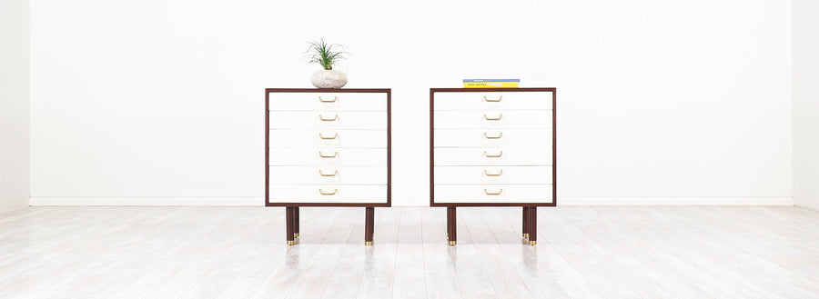 Pair of E. Gomme Two-Tone Lacquer Night Stands for G-Plan