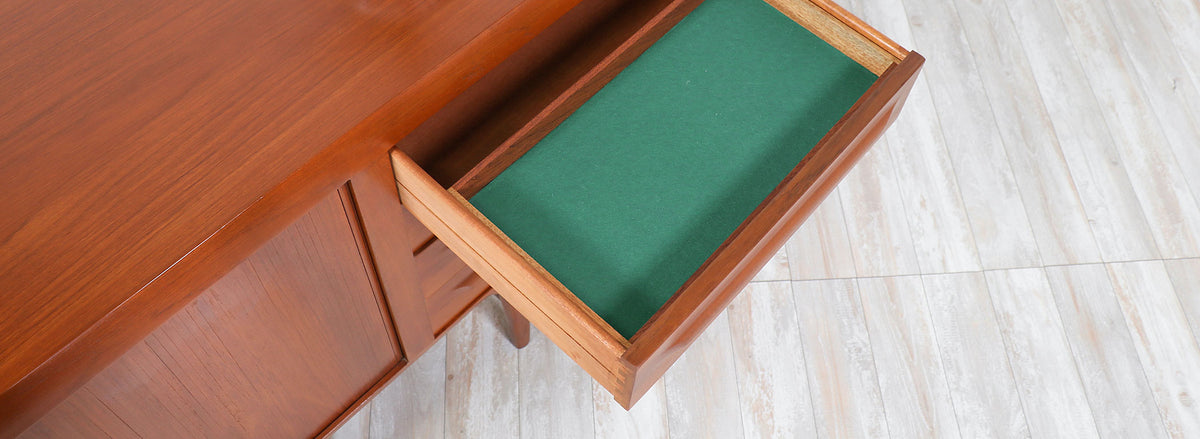 Ib Kofod-Larsen Tambour Door Teak Credenza for Faarup Møbelfabrik