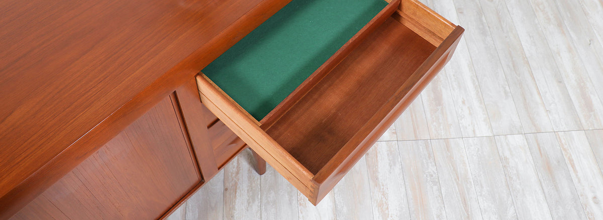 Ib Kofod-Larsen Tambour Door Teak Credenza for Faarup Møbelfabrik