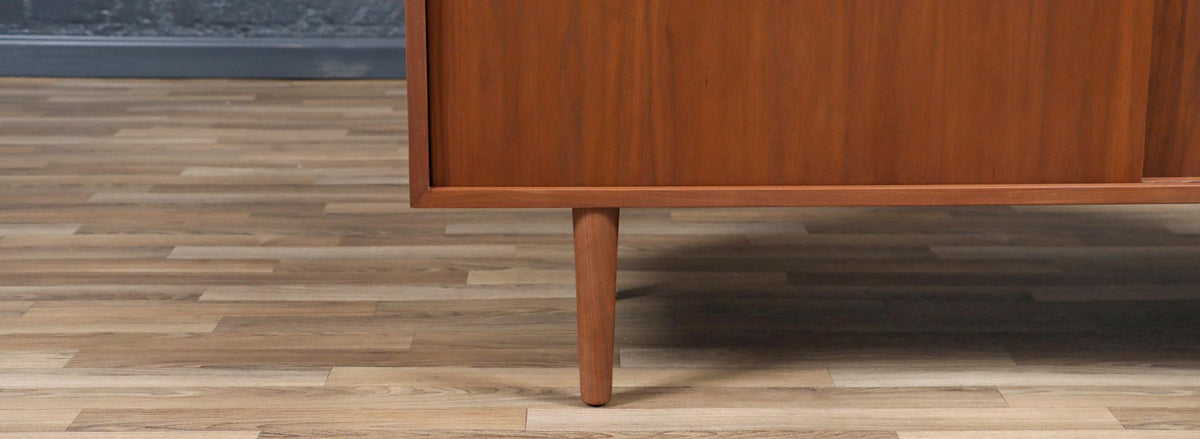 Custom Made Walnut Credenza w/ Sliding Doors by Danish Modern LA