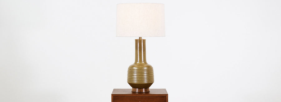 David Cressey Olive Green Ceramic Table Lamp for Architectural Pottery