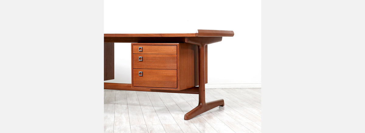Danish Modern Executive Teak Desk for H.P. Hansen