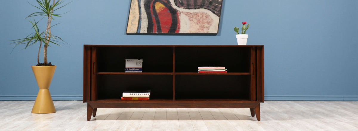 Mid Century Modern Tambour-Door Credenza