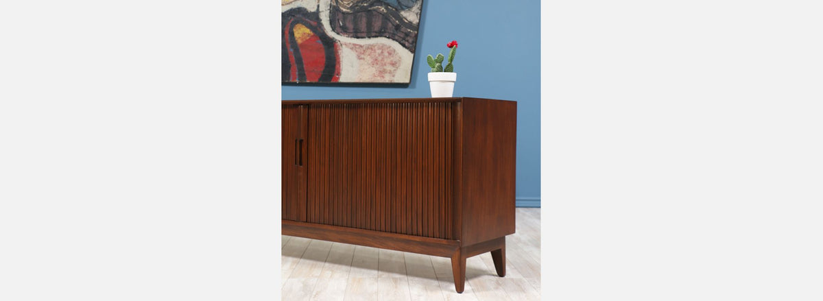 Mid Century Modern Tambour-Door Credenza