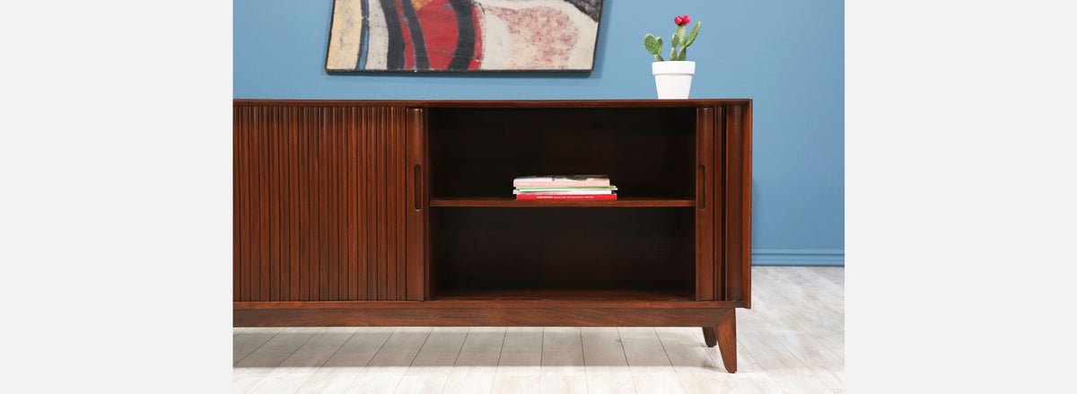 Mid Century Modern Tambour-Door Credenza