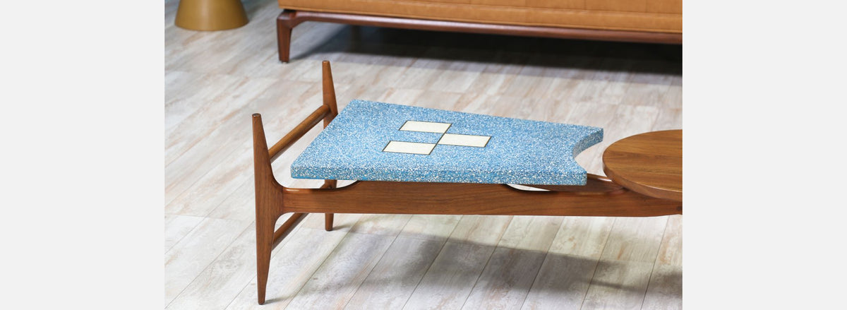 Rare Harvey Probber Blue Terrazo Floating-Top Coffee Table