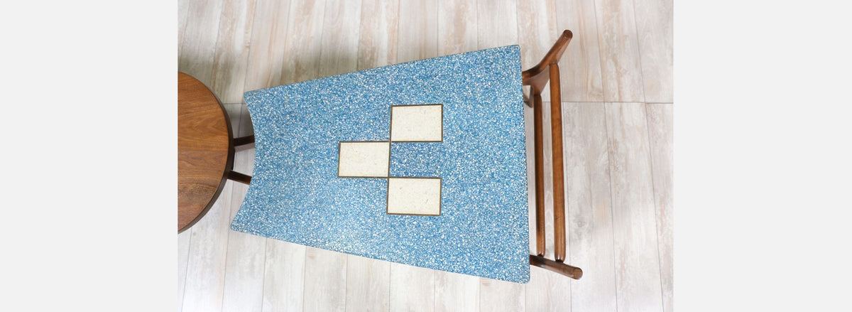 Rare Harvey Probber Blue Terrazo Floating-Top Coffee Table