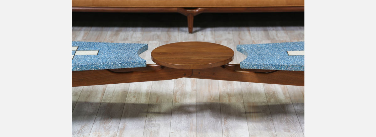 Rare Harvey Probber Blue Terrazo Floating-Top Coffee Table