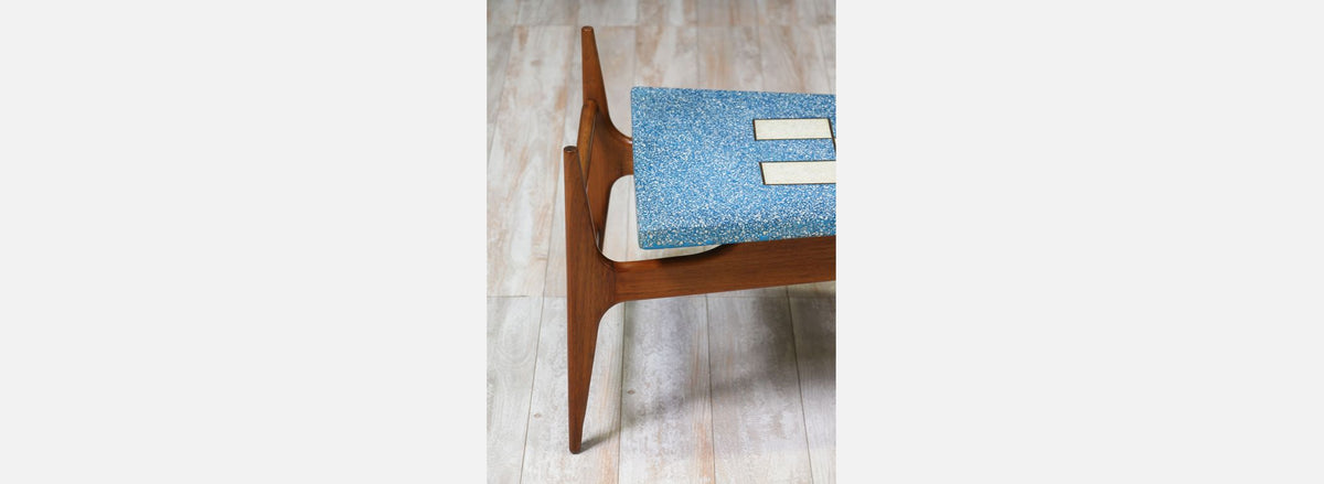 Rare Harvey Probber Blue Terrazo Floating-Top Coffee Table