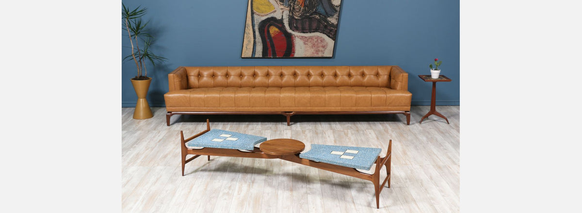 Rare Harvey Probber Blue Terrazo Floating-Top Coffee Table