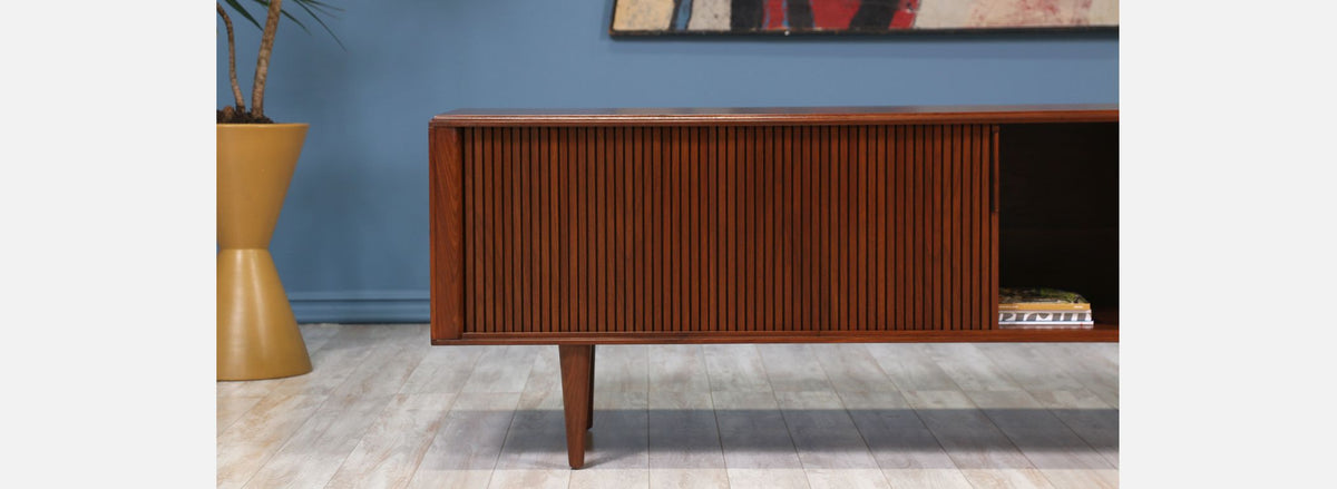 Mid-Century Modern Tambour-Door Credenza by Barzilay
