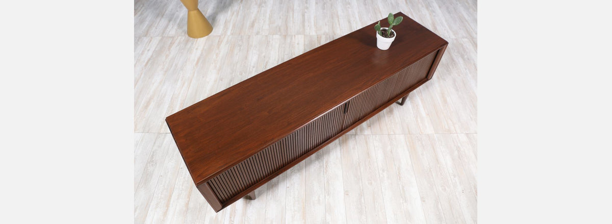 Mid-Century Modern Tambour-Door Credenza by Barzilay