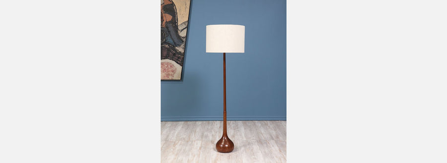 Danish Modern Teak Teardrop Floor Lamp