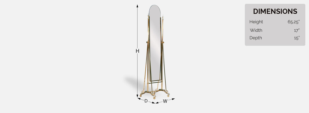 Hollywood Regency Brass Chevel Dressing Mirror 