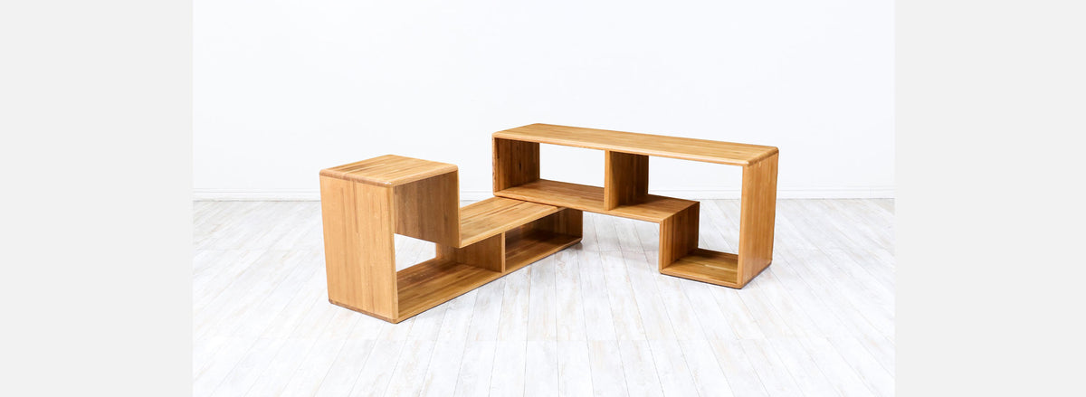 Mid-Century Modern Modular Oak Bookshelves 