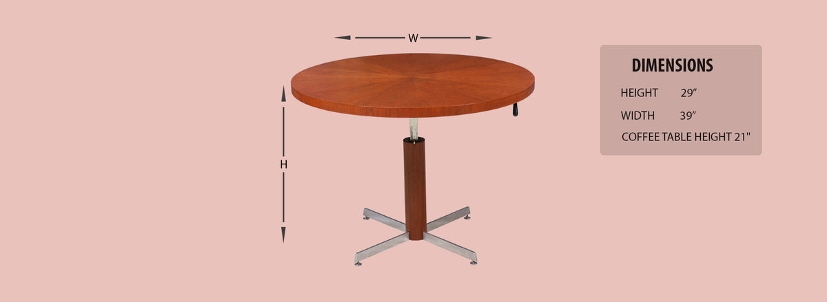 Danish Modern Teak & Steel Height Adjustable Table