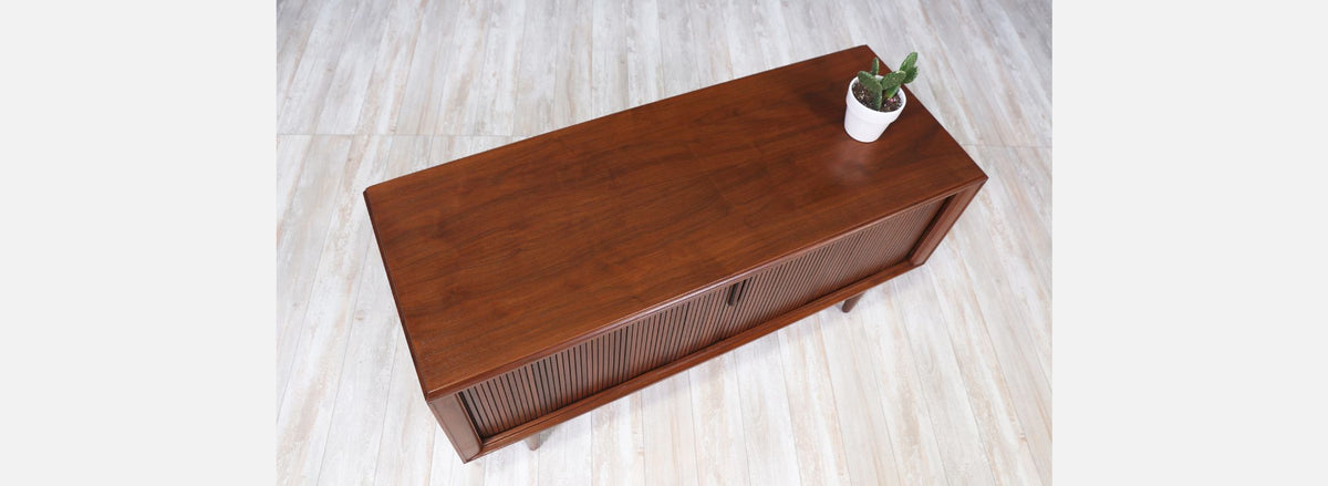 Mid-Century Modern Tambour-Door Credenza by - Barzilay 2