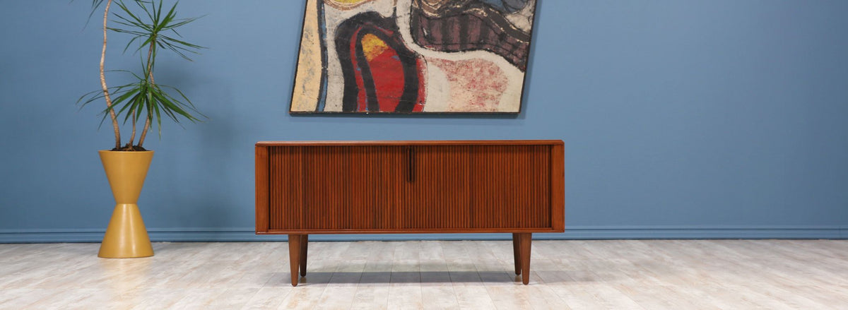 Mid-Century Modern Tambour-Door Credenza by - Barzilay 2