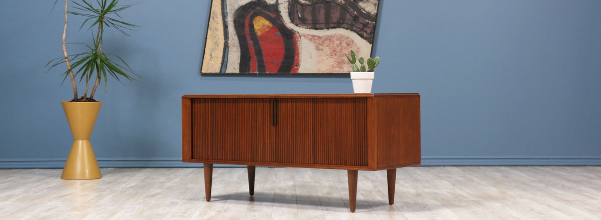 Mid-Century Modern Tambour-Door Credenza by - Barzilay 2