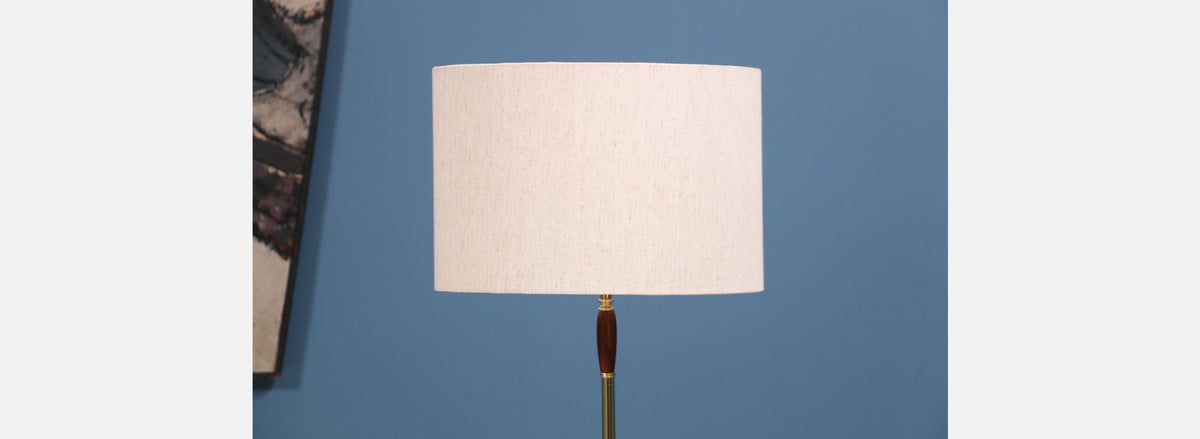 Mid-Century Floor Lamp with Sculpted Walnut Base & Brass
