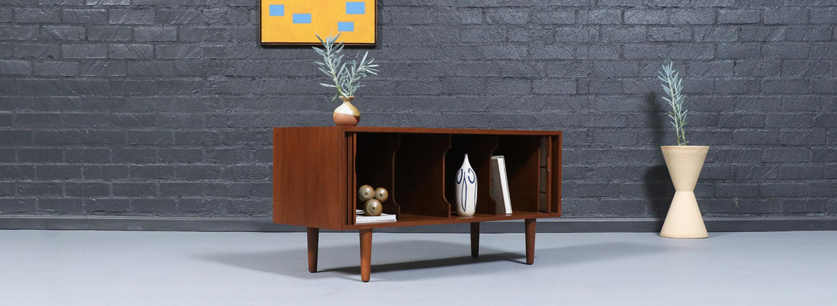 Californian Modern Low Profile Tambour-Door Credenza by Milo Baughman