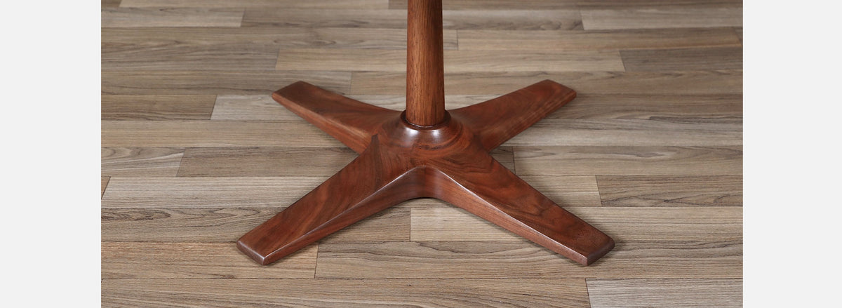 Mid-Century Modern Walnut Pedestal Side Table w/ Star Base