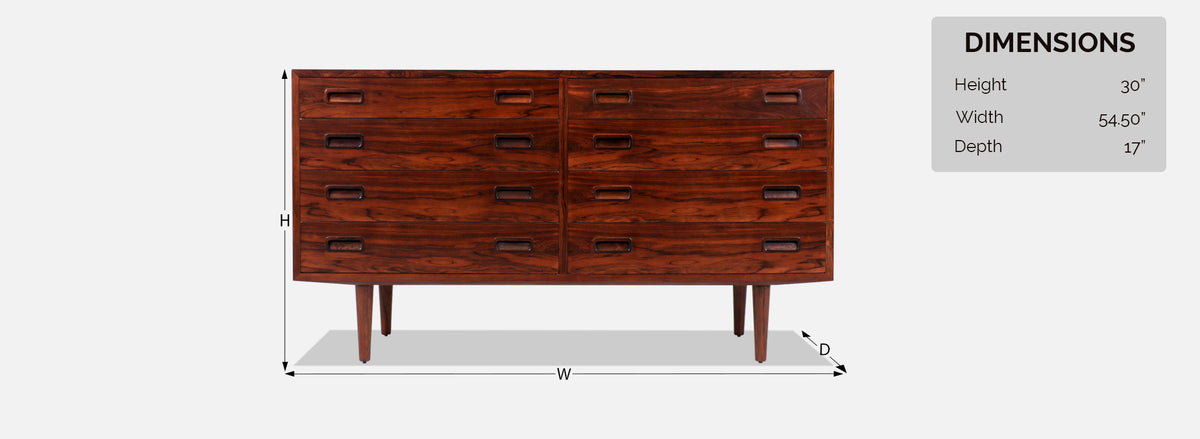 Danish Modern Rosewood Dresser by Carlo Jensen for Hundevad & Co. 