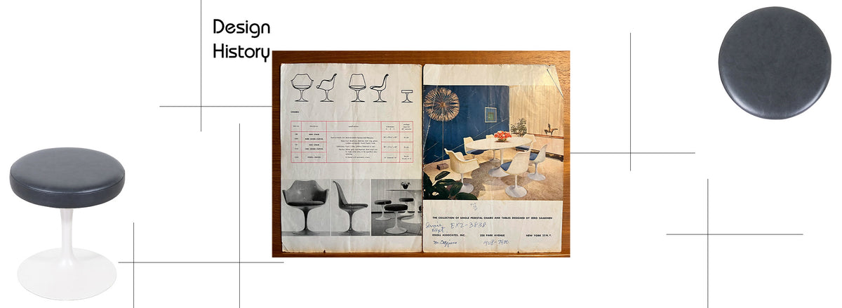 Eero Saarinen Tulip Stool with Grey Leather for Knoll
