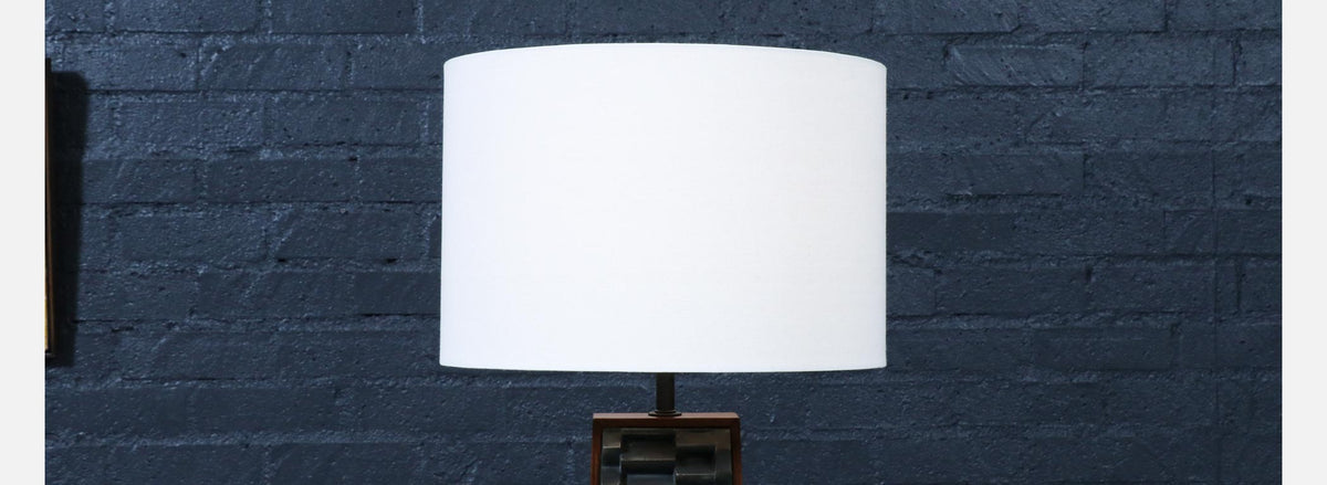 Laurel Brutalist Table Lamp w/ Geometric Metal Relief